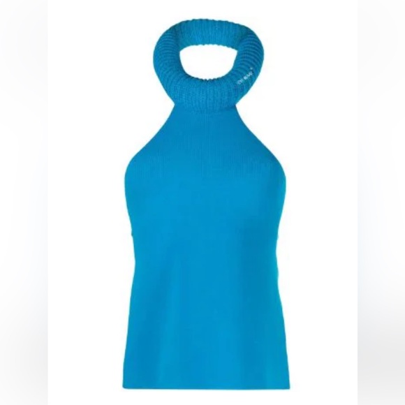 Off-White Tubular Open-Back Top Blue Women’s Size Small - Picture 1 of 5